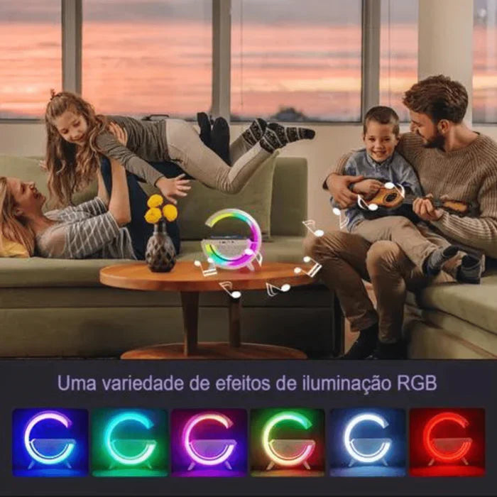 Luminária De Mesa G Speaker Caixa de Som E Carregador De Celular Sem Fio