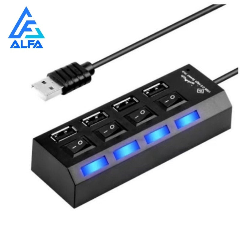 ALFA Hub Usb 2.0 4 Portas Régua Extensão Pen Drive Teclado 480mbps